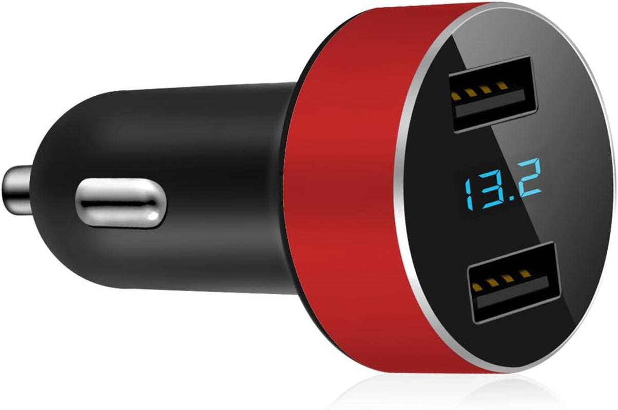 LIHAN Dual USB Car Charger, 4.8A Output, 12/24 Volt USB Adapter Plug for Cigarette Lighter Voltage Meter, Compatible with Iphone,Ipad, Samsung Galaxy, LG, Google, Black