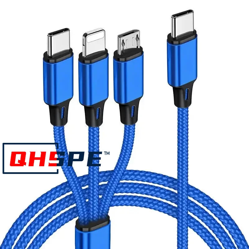 C Type 3 in 1 Charging Cable PD 1 Minute 3 Car Fast Charging Cable Suitable for Samsung, Xiaomi, Apple, Etc. Stable Charging