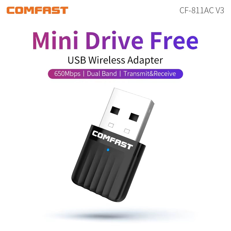 Comfast 650M/1300Mbps Wifi Adapter 2.4G&5.8G Wireless Network Card 11AC Wifi USB Adaptador Laptop PC Wifi Receiver Win 7 8 10 11
