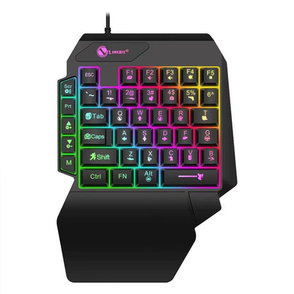 Light Up Your Game with the Mini One-Handed USB Keyboard! Perfect for Gaming on the Go!