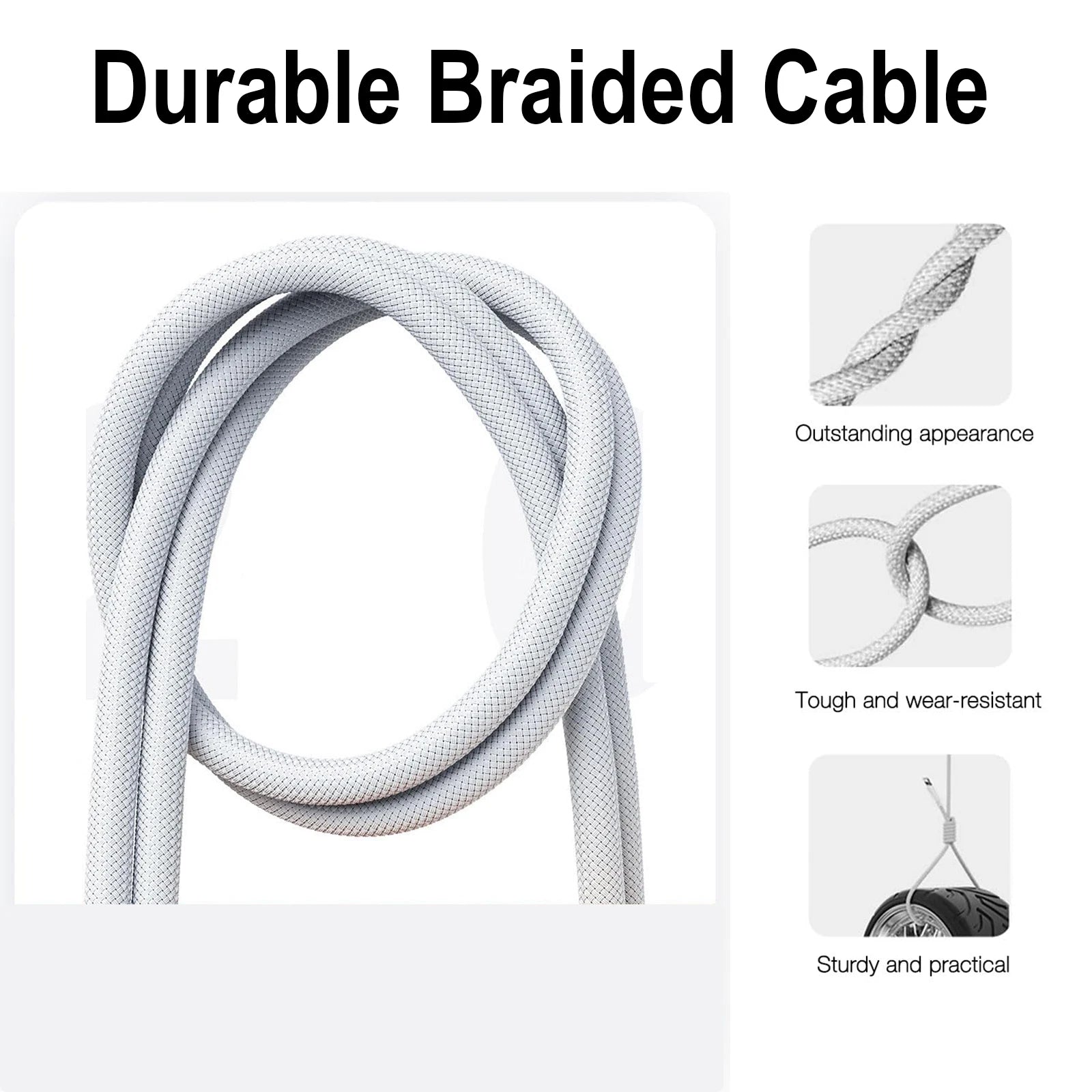 USB-C Nylon Braided Type-C Fast Charging Cable for Iphone16/15, Samsung S24/23/22, Ipad Pro, Car Charging Cable Support Carplay.