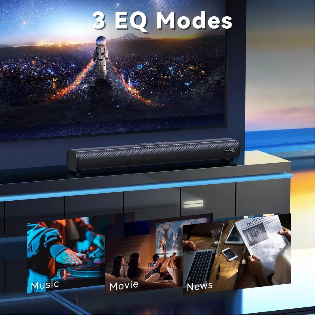 Sound Bars for TV, 3D Surround Sound System TV Sound Bar, 2.1 Ch Home Theater Audio with Built-In Subwoofer,50W TV Speakers | HDMI ARC, Bluetooth, Optical, RCA, USB & AUX Wall Mountable