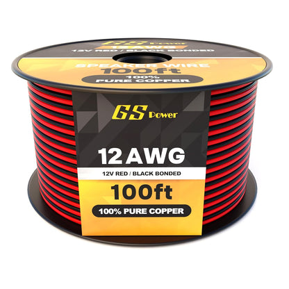 GS Power 16 Gauge Wire (16 AWG) - 100 Foot, Pure Copper, Stranded Electrical Wiring for Speaker, Automotive, Trailer, Stereo and Home Theater Applications - Red/Black