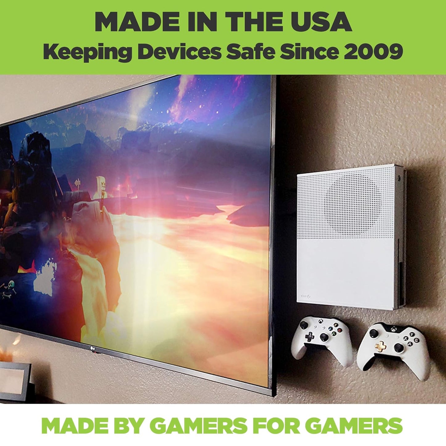 Hideit Mounts X1S Wall Mount for Xbox One S - Patented in 2019, Made in USA - White Steel Mount for Xbox One S to Safely Store Your Xbox One S on Wall near or behind TV