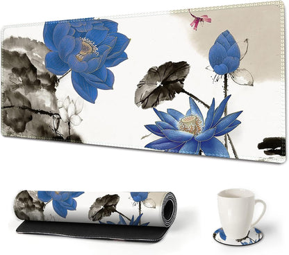 Extended Gaming Mouse Pad XXL Artso Large Keyboard Mat Long Mousepad Desk Decor Writing Pad Non Slip Rubber Base Stitched Edges for Work, Game, Office, Home, 35.1" X 15.7", Pink Marble