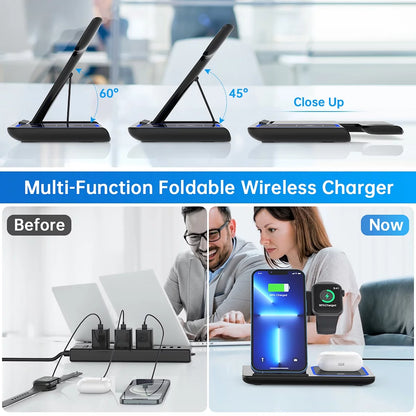 Wireless Charger,  18W Fast Iphone Charging Station for Iphone 16/15/14/13/12/11/Pro Max/Plus, 3 in 1 Wireless Charging Stand for Iwatch SE 10/9/8/7/6/5/4/3, Airpods Pro/3/2