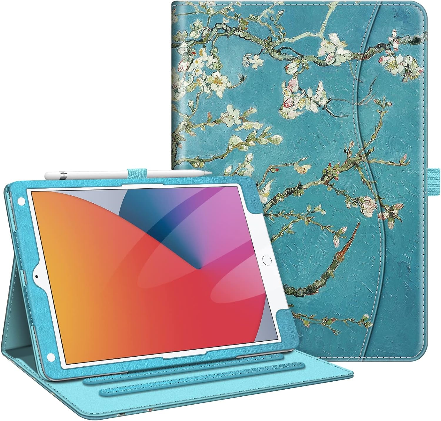 Fintie Case for Ipad 9Th / 8Th / 7Th Generation (2021/2020/2019) 10.2 Inch - [Corner Protection] Multi-Angle Viewing Stand Cover with Pocket & Pencil Holder, Auto Sleep Wake, Ocean Marble