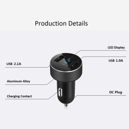 LIHAN Dual USB Car Charger, 4.8A Output, 12/24 Volt USB Adapter Plug for Cigarette Lighter Voltage Meter, Compatible with Iphone,Ipad, Samsung Galaxy, LG, Google, Black