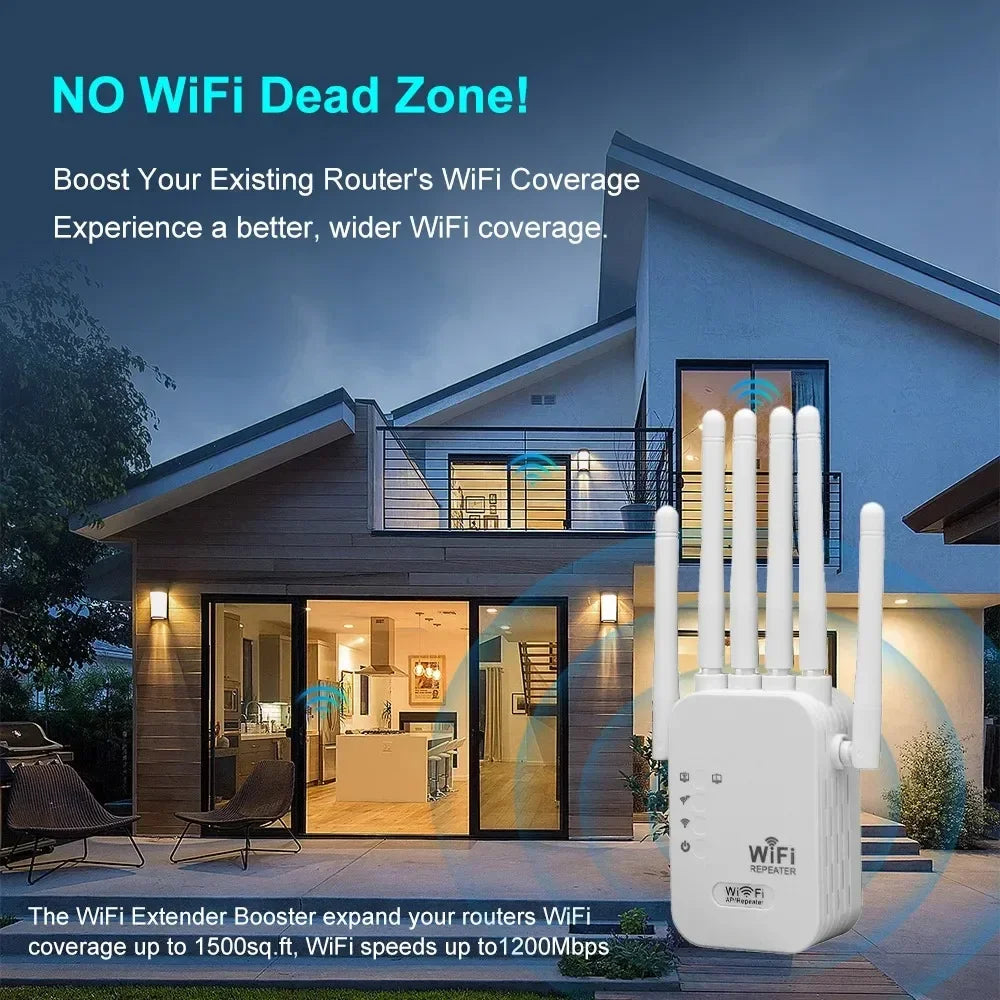 1200Mbps Wireless Wifi Repeater 2.4G 5G Dual Band Wifi Router Wifi Signal Extender Long Range Wifi Amplifier WIFI Booster