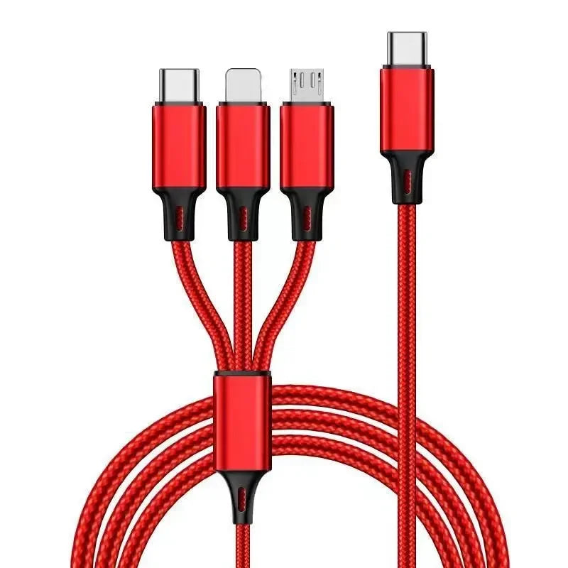 C Type 3 in 1 Charging Cable PD 1 Minute 3 Car Fast Charging Cable Suitable for Samsung, Xiaomi, Apple, Etc. Stable Charging