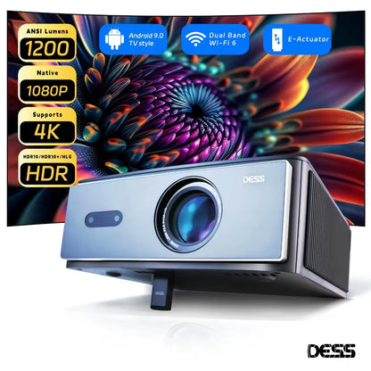 Dess C4 PRO 1080P Projector Full HD 4K 1200ANSI Projectors Video Smart TV for Home 32GB Movie Theater Beamer