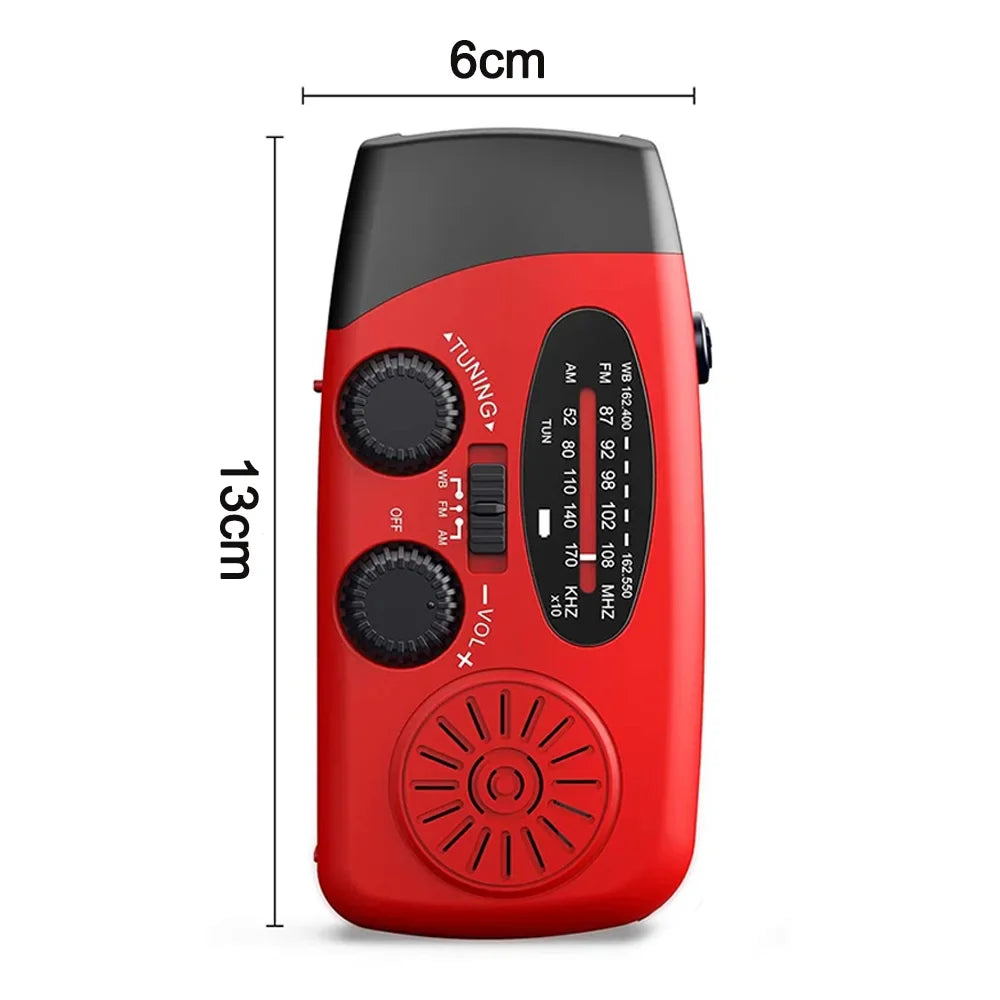 Emergency Radio Crank Solar Hand Weather 1000Mah Power Bank Charger Flash Light