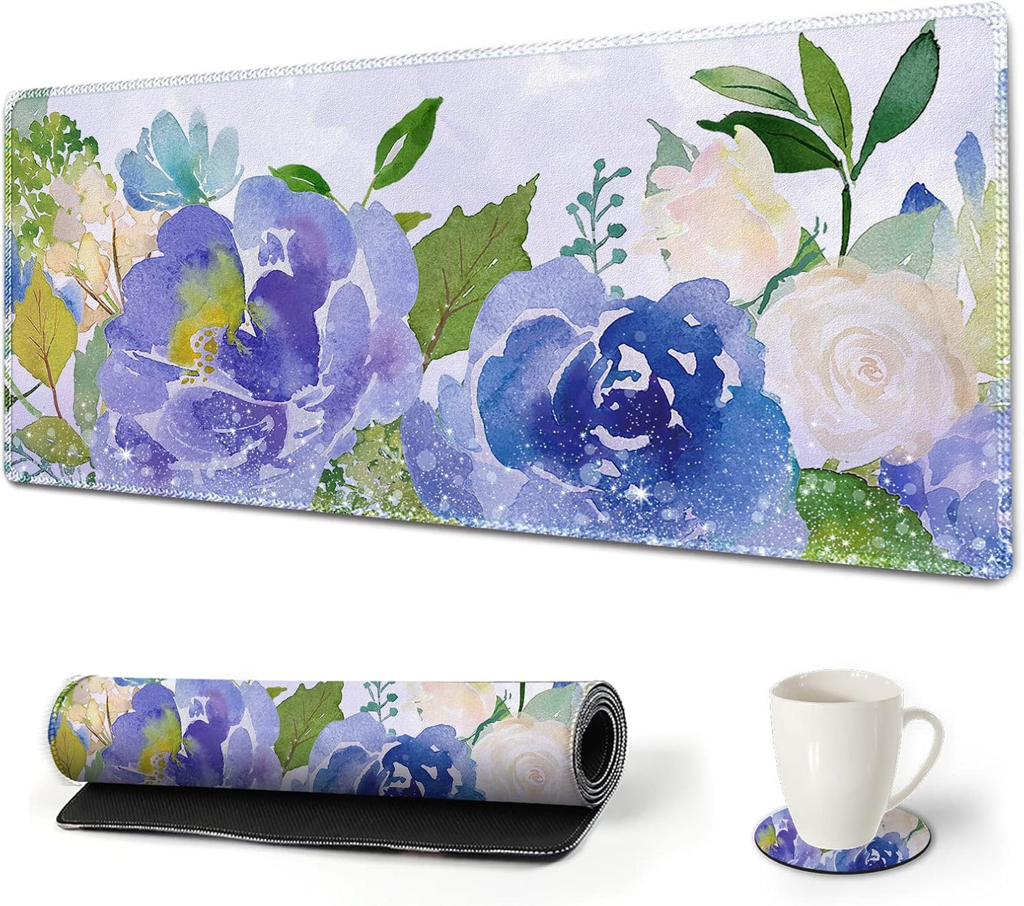 Extended Gaming Mouse Pad XXL Artso Large Keyboard Mat Long Mousepad Desk Decor Writing Pad Non Slip Rubber Base Stitched Edges for Work, Game, Office, Home, 35.1" X 15.7", Pink Marble