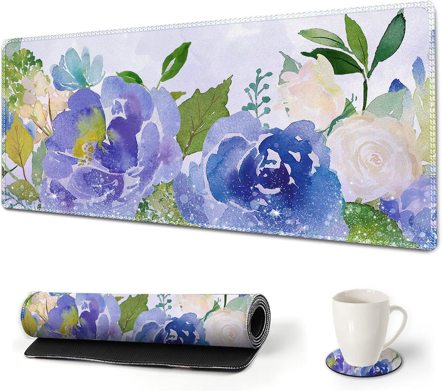 Extended Gaming Mouse Pad XXL Artso Large Keyboard Mat Long Mousepad Desk Decor Writing Pad Non Slip Rubber Base Stitched Edges for Work, Game, Office, Home, 35.1" X 15.7", Pink Marble