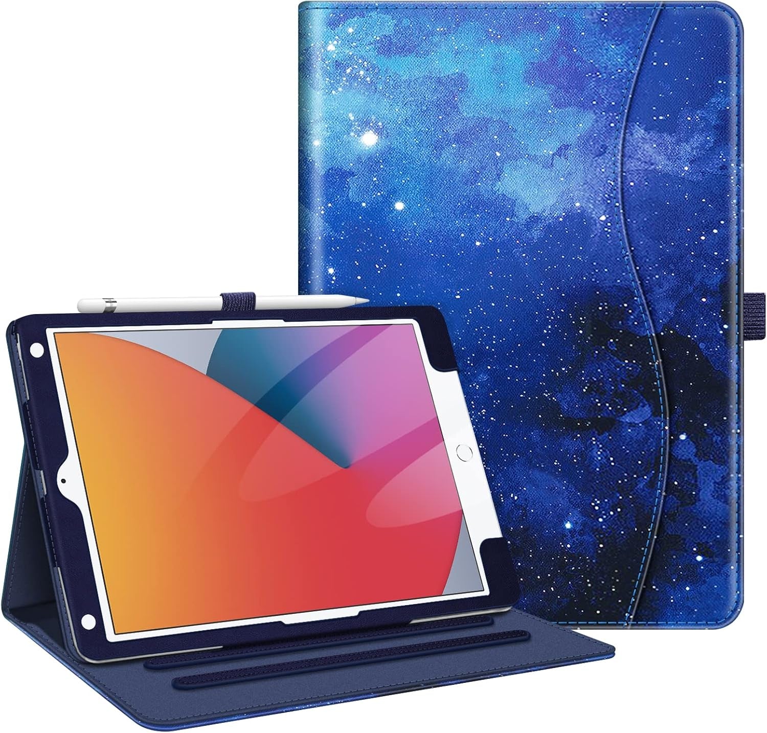 Fintie Case for Ipad 9Th / 8Th / 7Th Generation (2021/2020/2019) 10.2 Inch - [Corner Protection] Multi-Angle Viewing Stand Cover with Pocket & Pencil Holder, Auto Sleep Wake, Ocean Marble