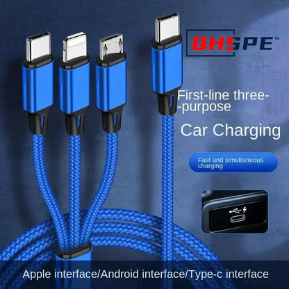 C Type 3 in 1 Charging Cable PD 1 Minute 3 Car Fast Charging Cable Suitable for Samsung, Xiaomi, Apple, Etc. Stable Charging