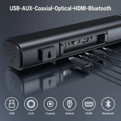 4.1Ch Sound Bar with Subwoofer, 120W Separable Sound Bar for TV with 4 Drivers, Usb/Aux/Coaxial/Optical/Hdmi/Bluetooth Connect, 2-In-1 Detachable Sound Bar for Speaker