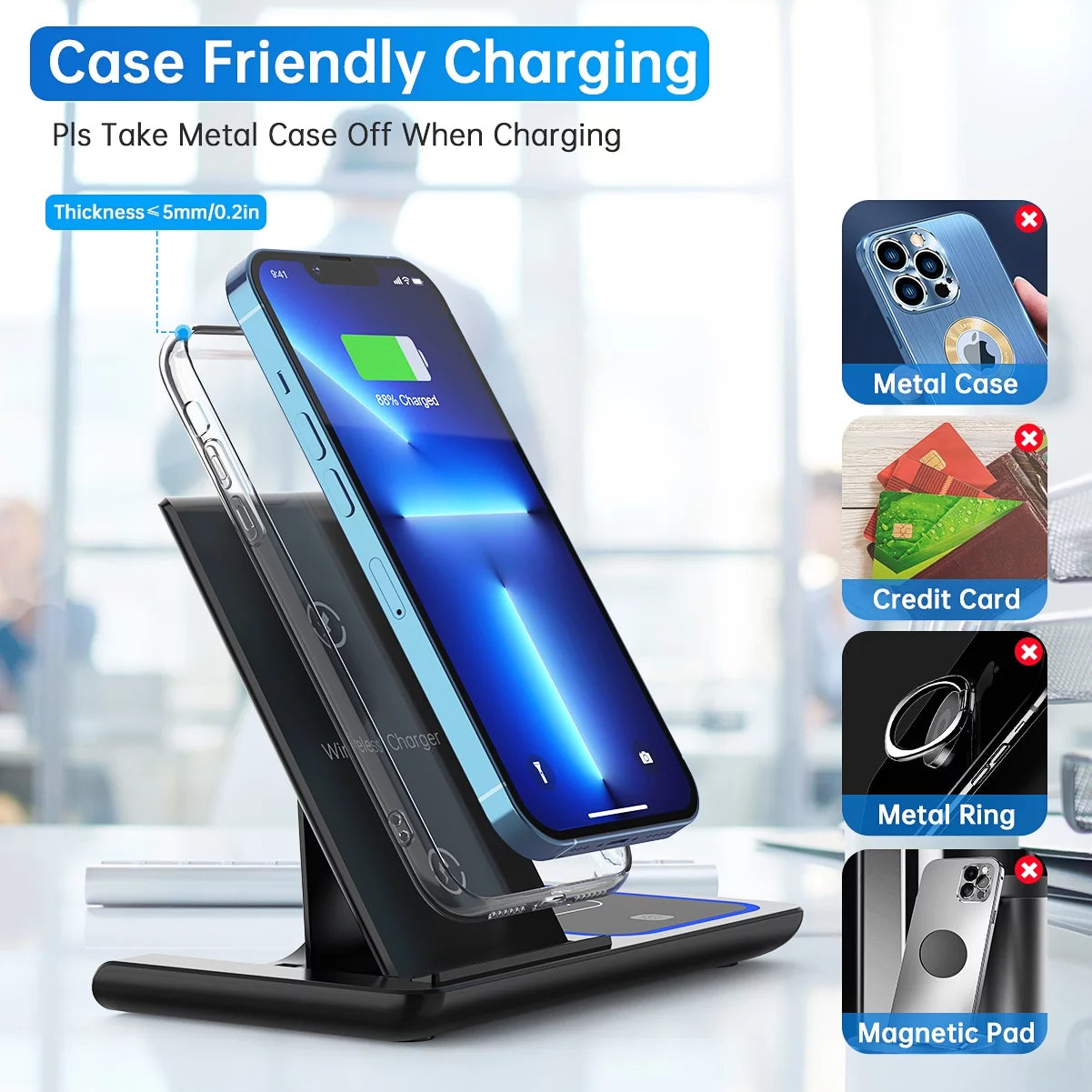 Wireless Charger,  18W Fast Iphone Charging Station for Iphone 16/15/14/13/12/11/Pro Max/Plus, 3 in 1 Wireless Charging Stand for Iwatch SE 10/9/8/7/6/5/4/3, Airpods Pro/3/2