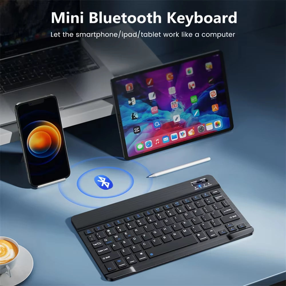 Say goodbye to clutter with our Mini Wireless Bluetooth Keyboard! 🌟 Perfect for your iOS, Android, or Windows devices, this sleek 10-inch backlit keyboard with a touchpad is a game-changer for on-the-go typing! 💻✨ #TechEssentials #WirelessKeyboard