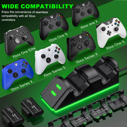 Charging Station Kit with 2 X 1200Mah(3600Mwh)Rechargeable Battery Pack for Xbox Series X|S/Xbox One/Xbox One S/X/Elite, Black, S06