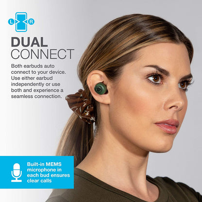 Jlab Go Air True Wireless Bluetooth Earbuds + Charging Case, Green, Dual Connect, IP44 Sweat Resistance, Bluetooth 5.0 Connection, 3 EQ Sound Settings Signature, Balanced, Bass Boost