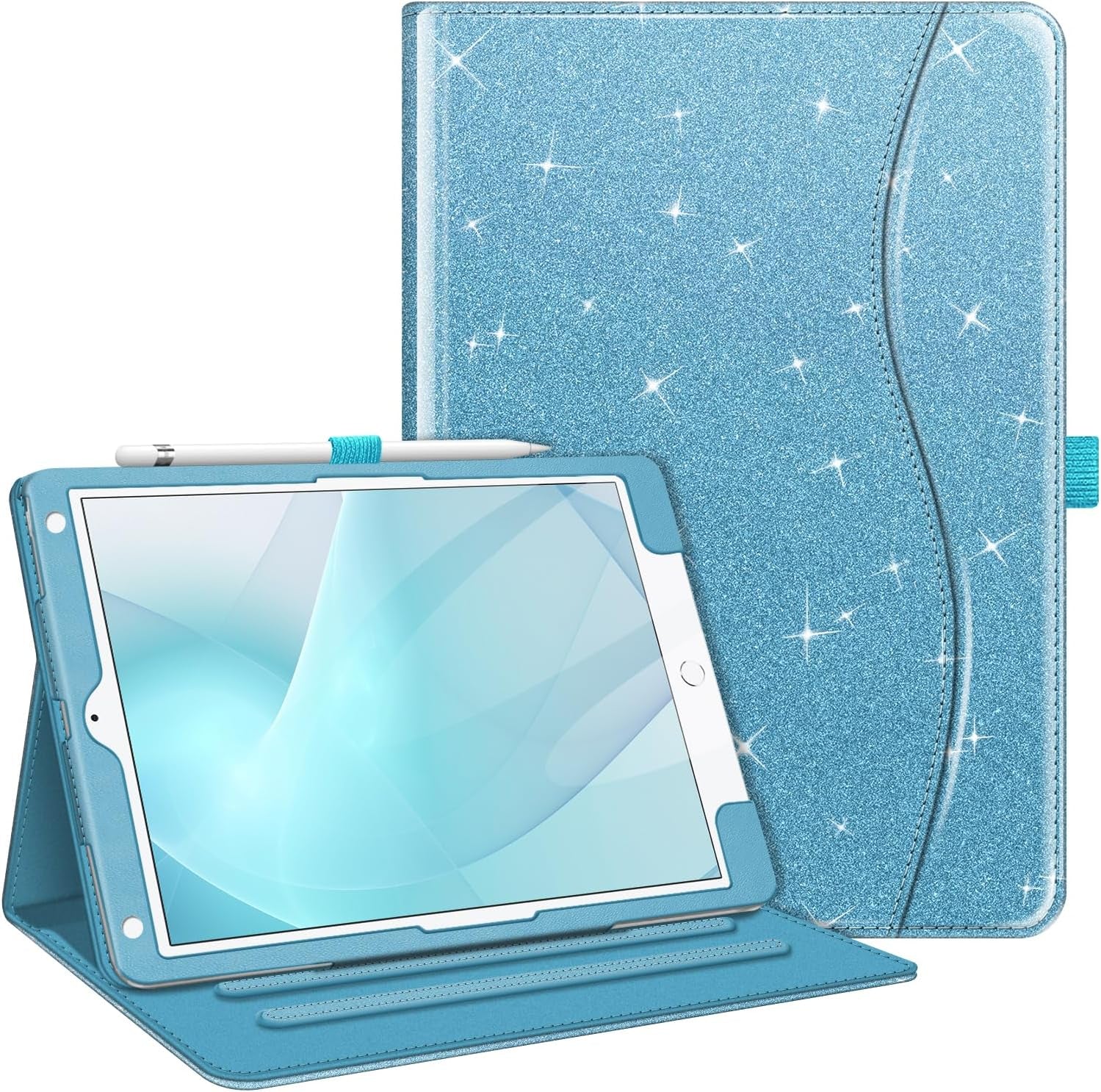 Fintie Case for Ipad 9Th / 8Th / 7Th Generation (2021/2020/2019) 10.2 Inch - [Corner Protection] Multi-Angle Viewing Stand Cover with Pocket & Pencil Holder, Auto Sleep Wake, Ocean Marble