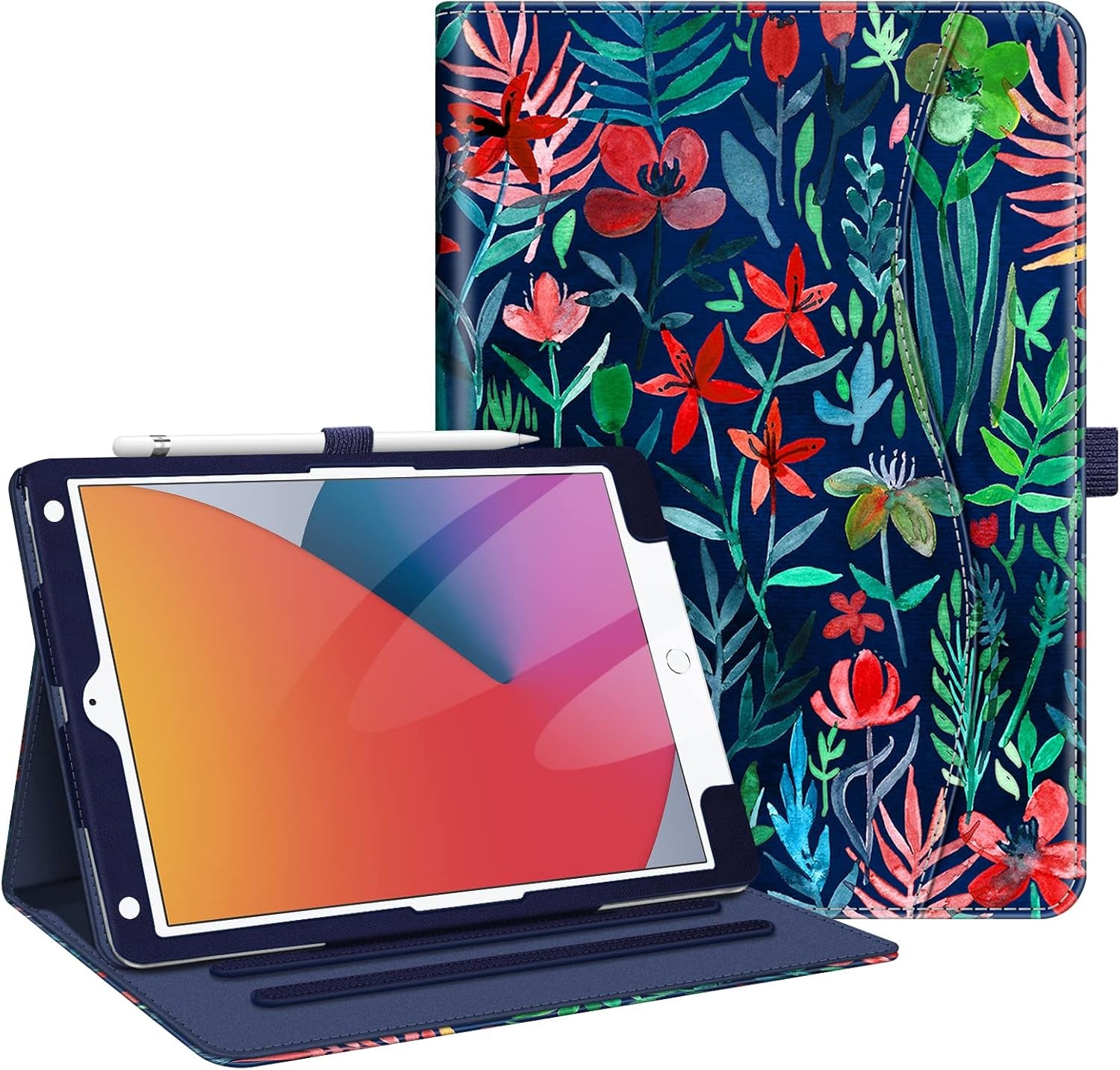 Fintie Case for Ipad 9Th / 8Th / 7Th Generation (2021/2020/2019) 10.2 Inch - [Corner Protection] Multi-Angle Viewing Stand Cover with Pocket & Pencil Holder, Auto Sleep Wake, Ocean Marble