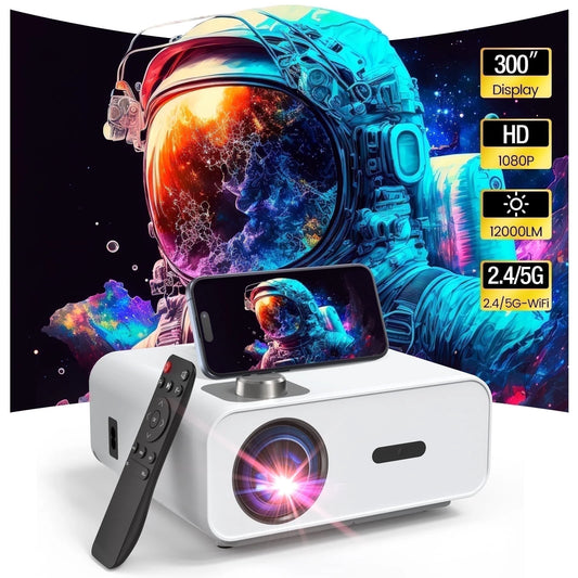 Native 1080P Projector with Wifi and Bluetooth, Support 4K 100,000Hrs Lamp Life