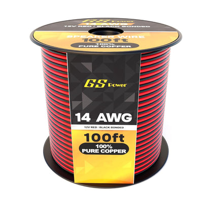 GS Power 16 Gauge Wire (16 AWG) - 100 Foot, Pure Copper, Stranded Electrical Wiring for Speaker, Automotive, Trailer, Stereo and Home Theater Applications - Red/Black