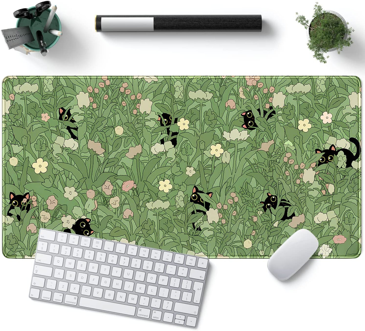 Desk Mat XXL Mouse Pad, Pink Rose Gold Leopard Print Office Supplies and Accessories Decor for Women 31.5X15.75In,Stitched Edges Smooth Non-Slip Bottom, Large Pad