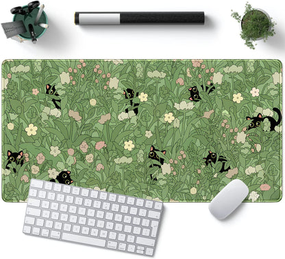 Desk Mat XXL Mouse Pad, Pink Rose Gold Leopard Print Office Supplies and Accessories Decor for Women 31.5X15.75In,Stitched Edges Smooth Non-Slip Bottom, Large Pad