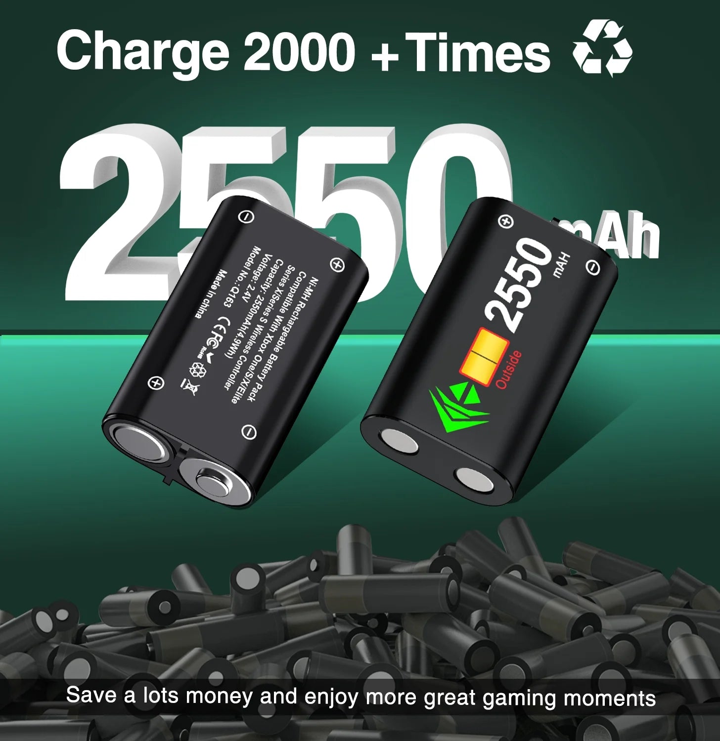 Xbox Controller Charger, Xbox Controller Charging Station with 2*2550Mah Rechargeable Battery Packs for Xbox Series X/S/One X/S/Elite