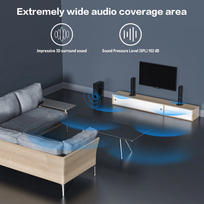 4.1Ch Sound Bar with Subwoofer, 120W Separable Sound Bar for TV with 4 Drivers, Usb/Aux/Coaxial/Optical/Hdmi/Bluetooth Connect, 2-In-1 Detachable Sound Bar for Speaker