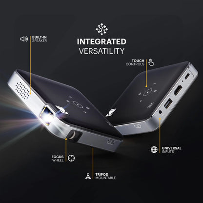 Luma 150 Pico Projector, Rechargeable Ultra Mini Projector with Built-In Speaker - Black