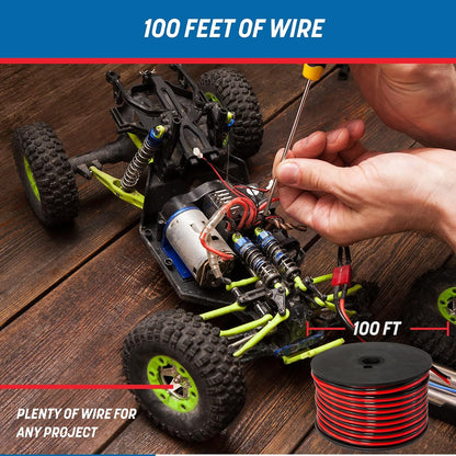 GS Power 16 Gauge Wire (16 AWG) - 100 Foot, Pure Copper, Stranded Electrical Wiring for Speaker, Automotive, Trailer, Stereo and Home Theater Applications - Red/Black