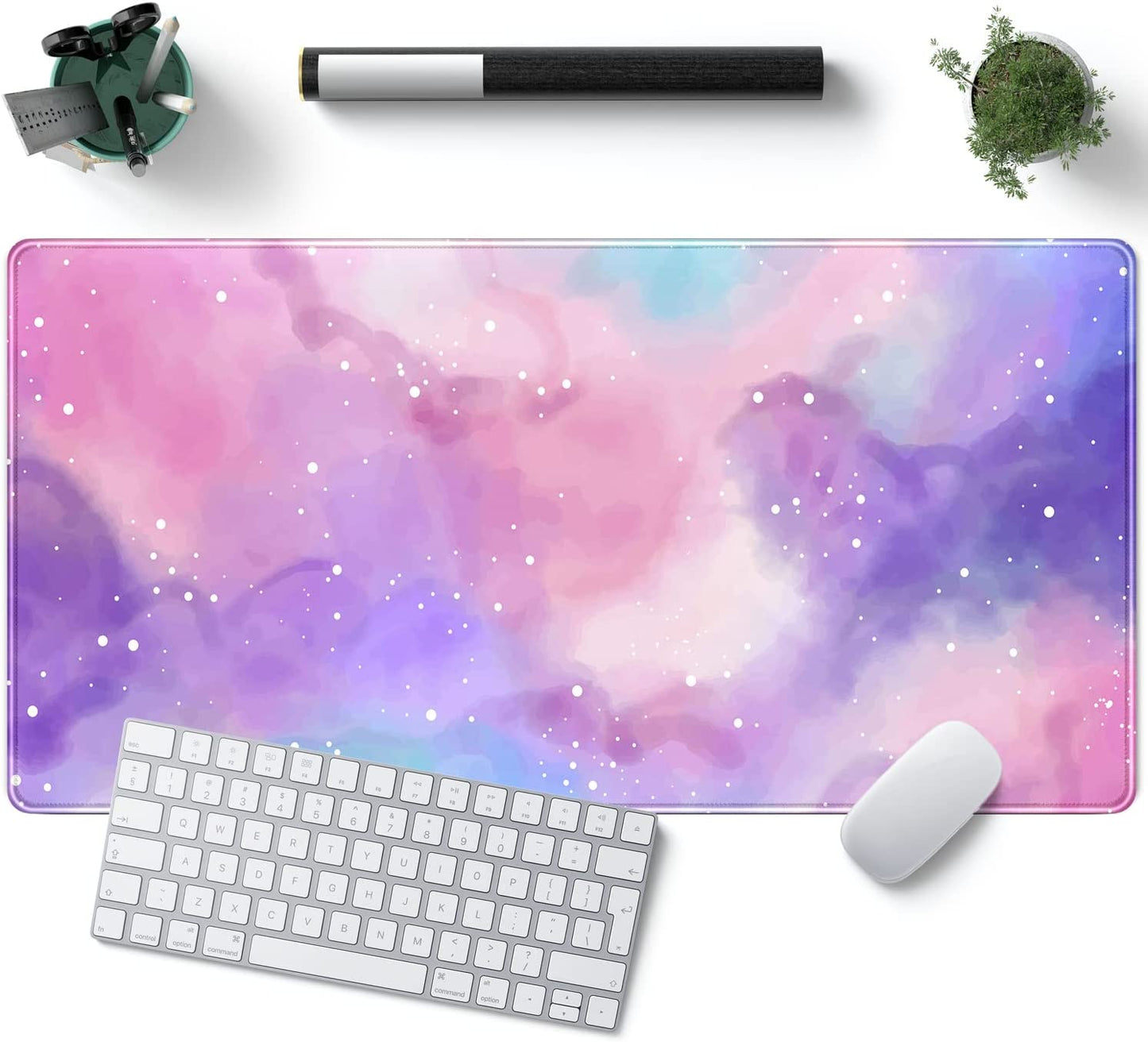 Desk Mat XXL Mouse Pad, Pink Rose Gold Leopard Print Office Supplies and Accessories Decor for Women 31.5X15.75In,Stitched Edges Smooth Non-Slip Bottom, Large Pad