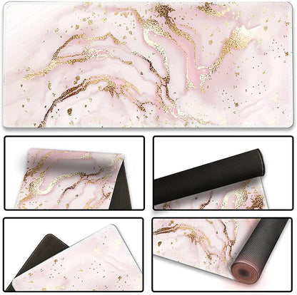 Extended Gaming Mouse Pad XXL Artso Large Keyboard Mat Long Mousepad Desk Decor Writing Pad Non Slip Rubber Base Stitched Edges for Work, Game, Office, Home, 35.1" X 15.7", Pink Marble