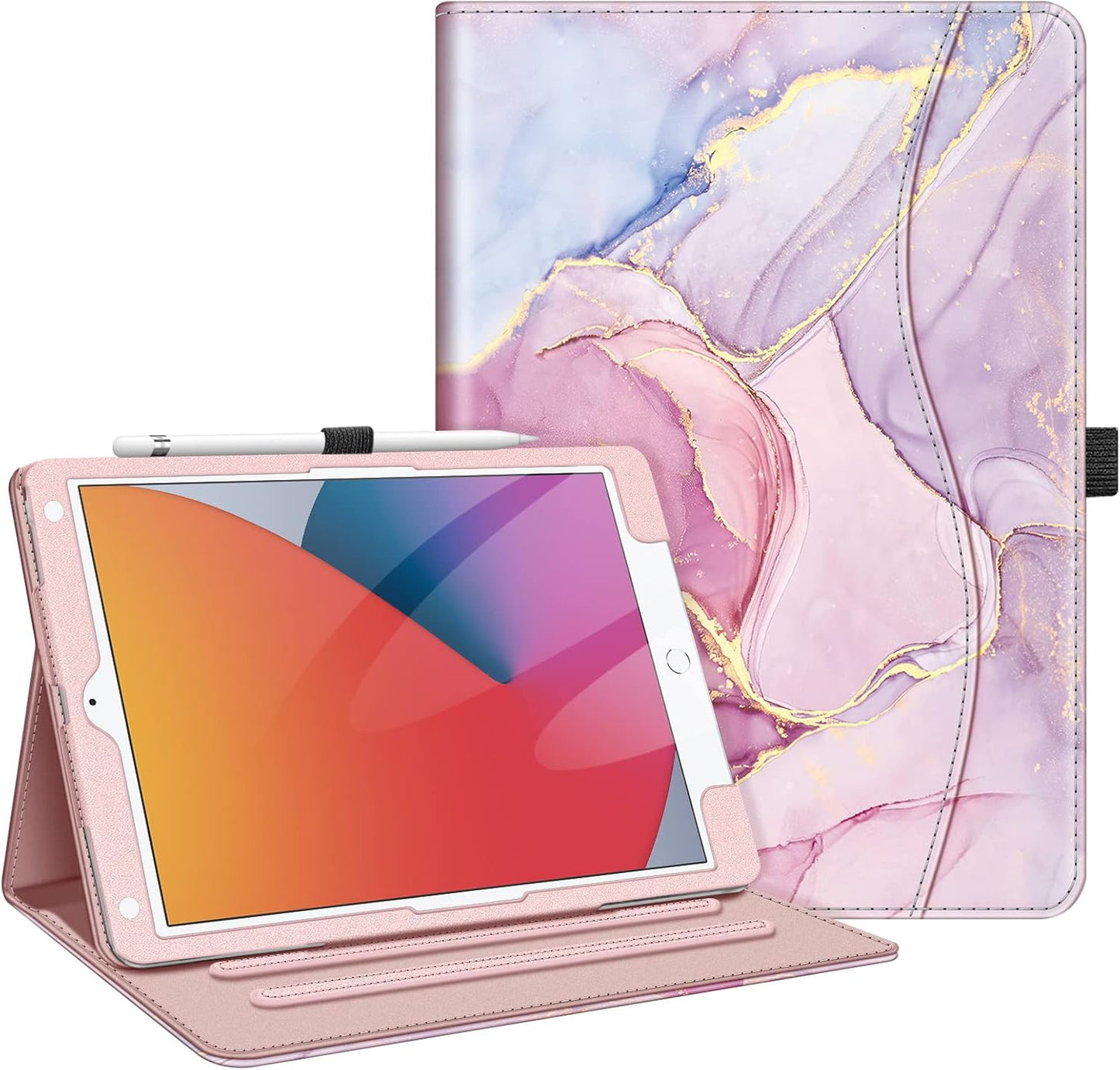Fintie Case for Ipad 9Th / 8Th / 7Th Generation (2021/2020/2019) 10.2 Inch - [Corner Protection] Multi-Angle Viewing Stand Cover with Pocket & Pencil Holder, Auto Sleep Wake, Ocean Marble