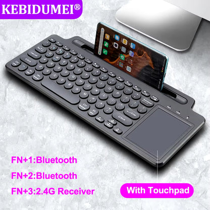 Upgrade your typing game with our 2.4G Wireless Bluetooth Keyboard featuring a touchpad and card slot – perfect for laptops, tablets, and gaming on Android, iOS, and iPad!