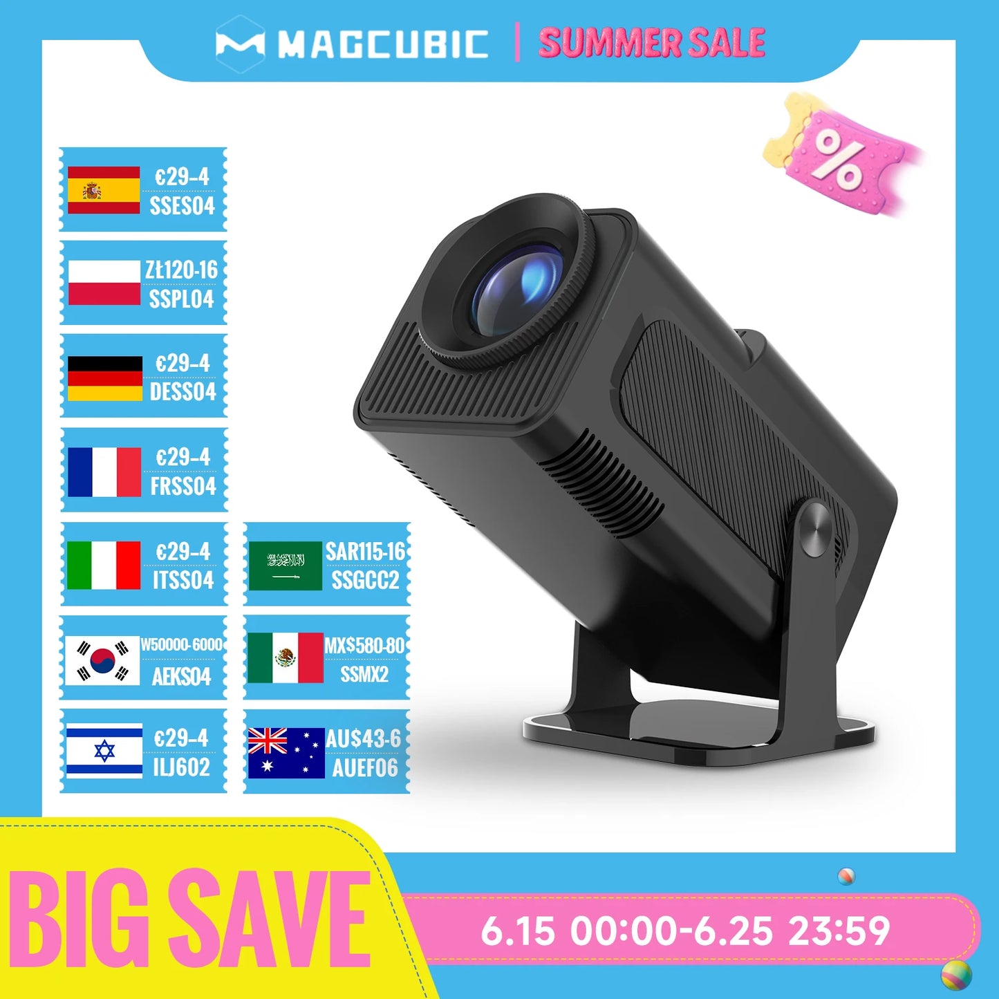 Magcubic 4K Android 11 Projector Native 1080P 390ANSI HY320 Dual Wifi6 BT5.0 1920*1080P Cinema Portable Projetor Upgrated HY300