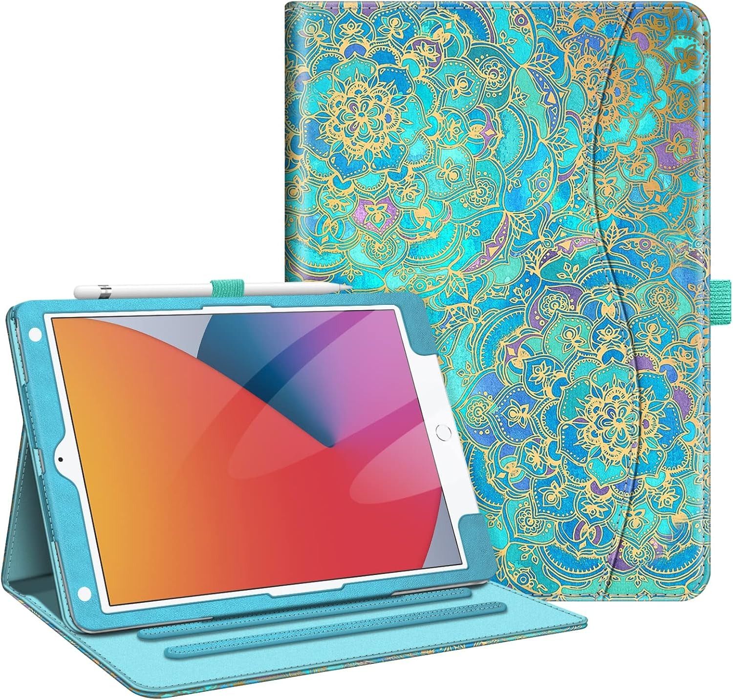 Fintie Case for Ipad 9Th / 8Th / 7Th Generation (2021/2020/2019) 10.2 Inch - [Corner Protection] Multi-Angle Viewing Stand Cover with Pocket & Pencil Holder, Auto Sleep Wake, Ocean Marble