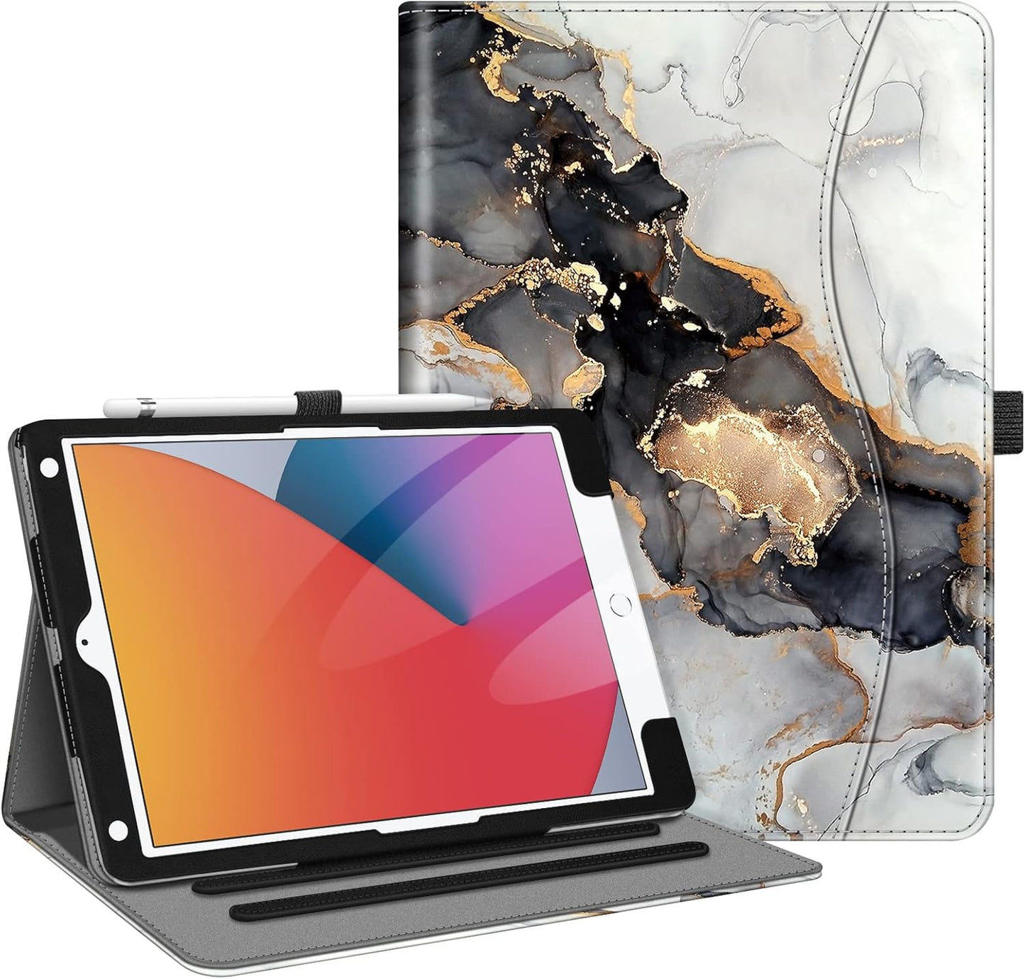 Fintie Case for Ipad 9Th / 8Th / 7Th Generation (2021/2020/2019) 10.2 Inch - [Corner Protection] Multi-Angle Viewing Stand Cover with Pocket & Pencil Holder, Auto Sleep Wake, Ocean Marble