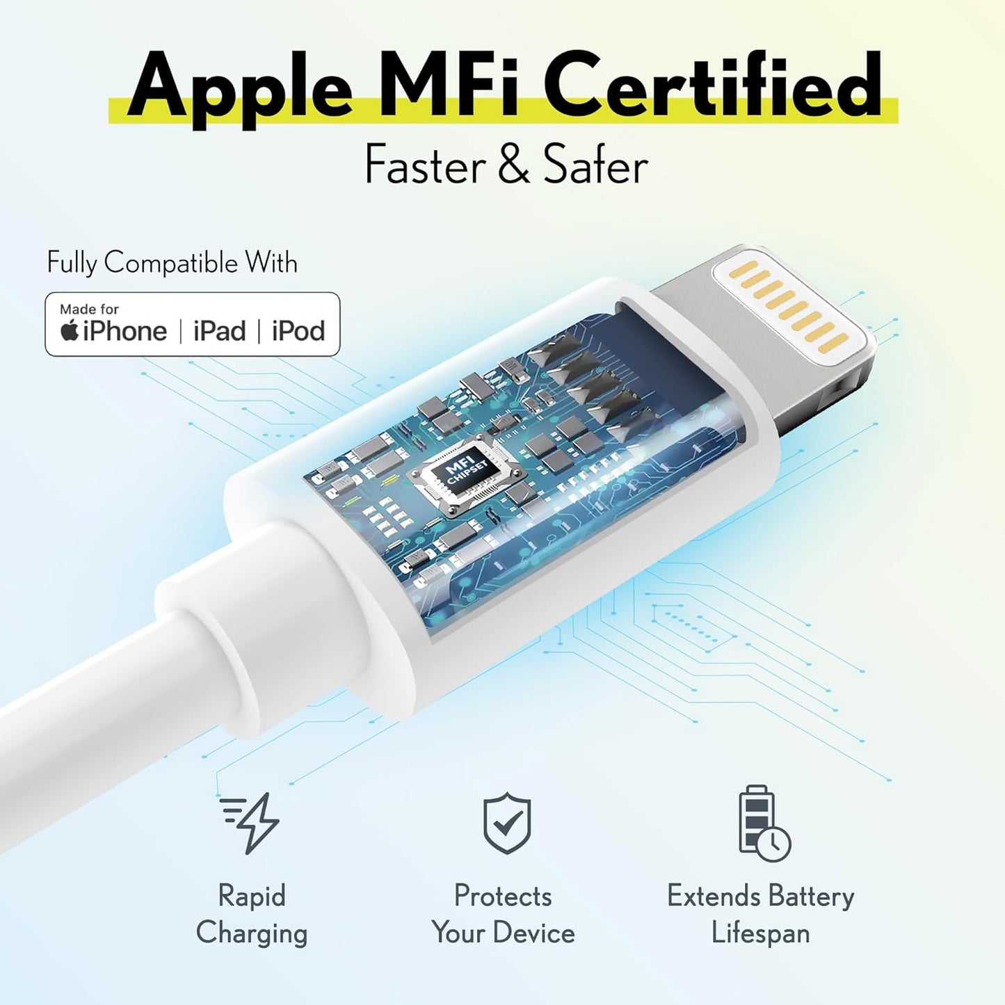 Get Charged Up with the Overtime iPhone Lightning Cable! ⚡️ MFi Certified, Portable, and Ultra-Fast 6ft Charger for All Your Apple Devices! 📱💨