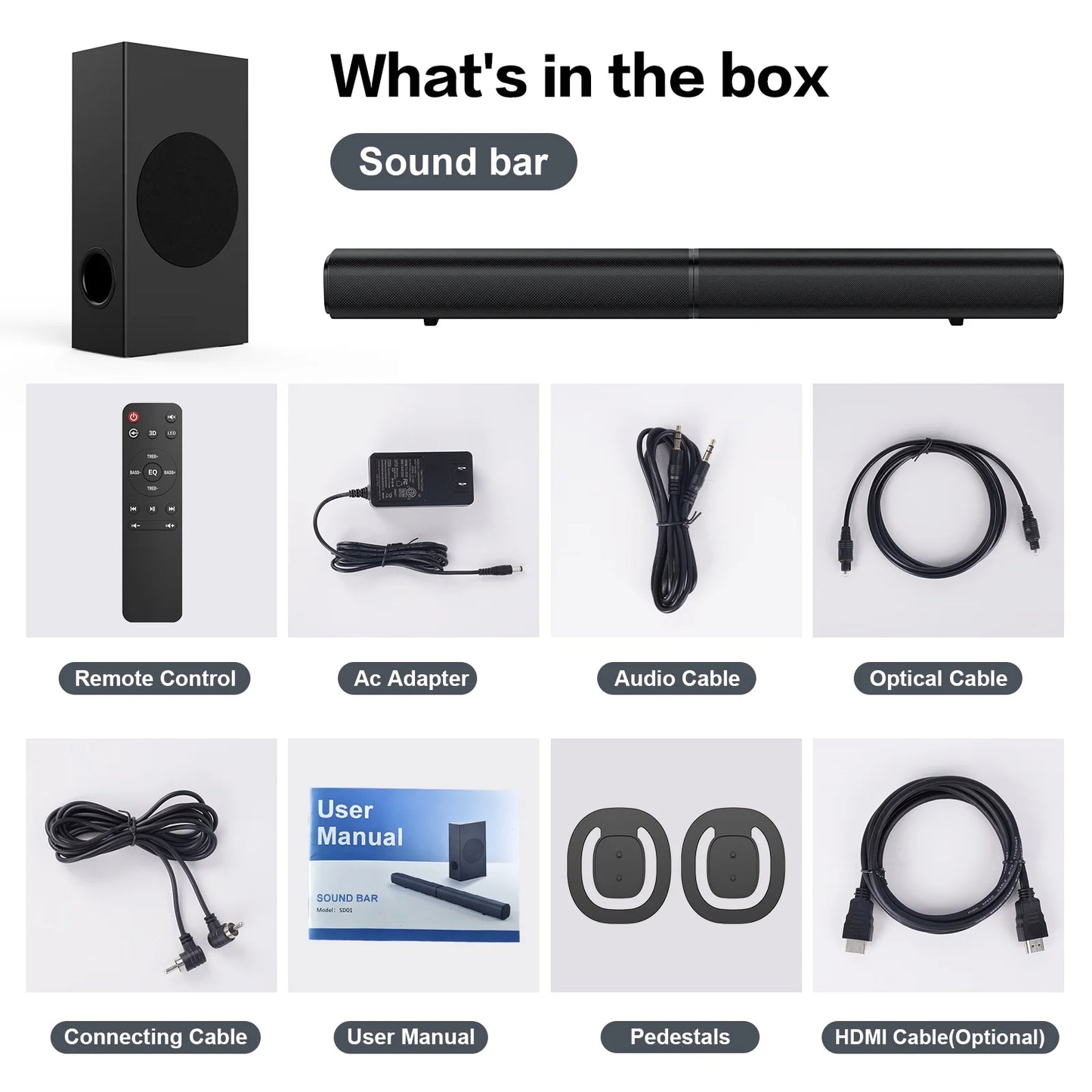 4.1Ch Sound Bar with Subwoofer, 120W Separable Sound Bar for TV with 4 Drivers, Usb/Aux/Coaxial/Optical/Hdmi/Bluetooth Connect, 2-In-1 Detachable Sound Bar for Speaker