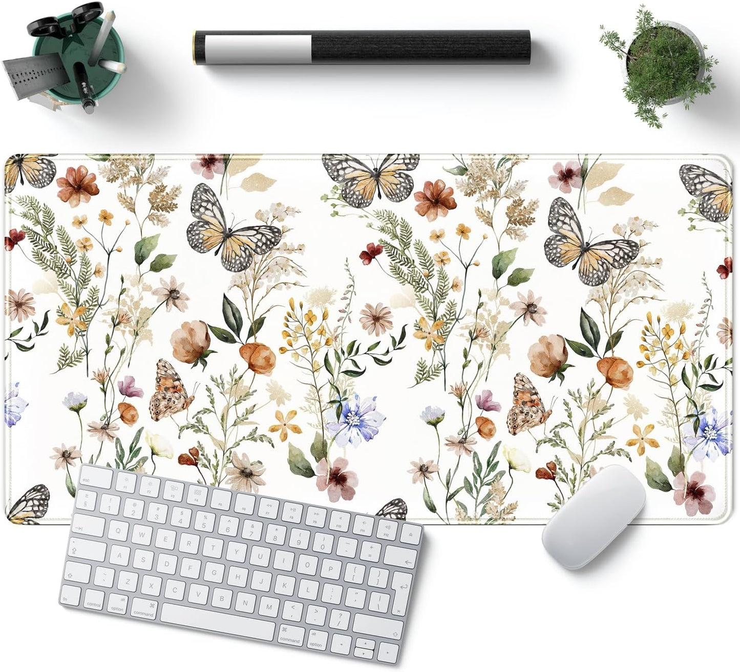 Desk Mat XXL Mouse Pad, Pink Rose Gold Leopard Print Office Supplies and Accessories Decor for Women 31.5X15.75In,Stitched Edges Smooth Non-Slip Bottom, Large Pad