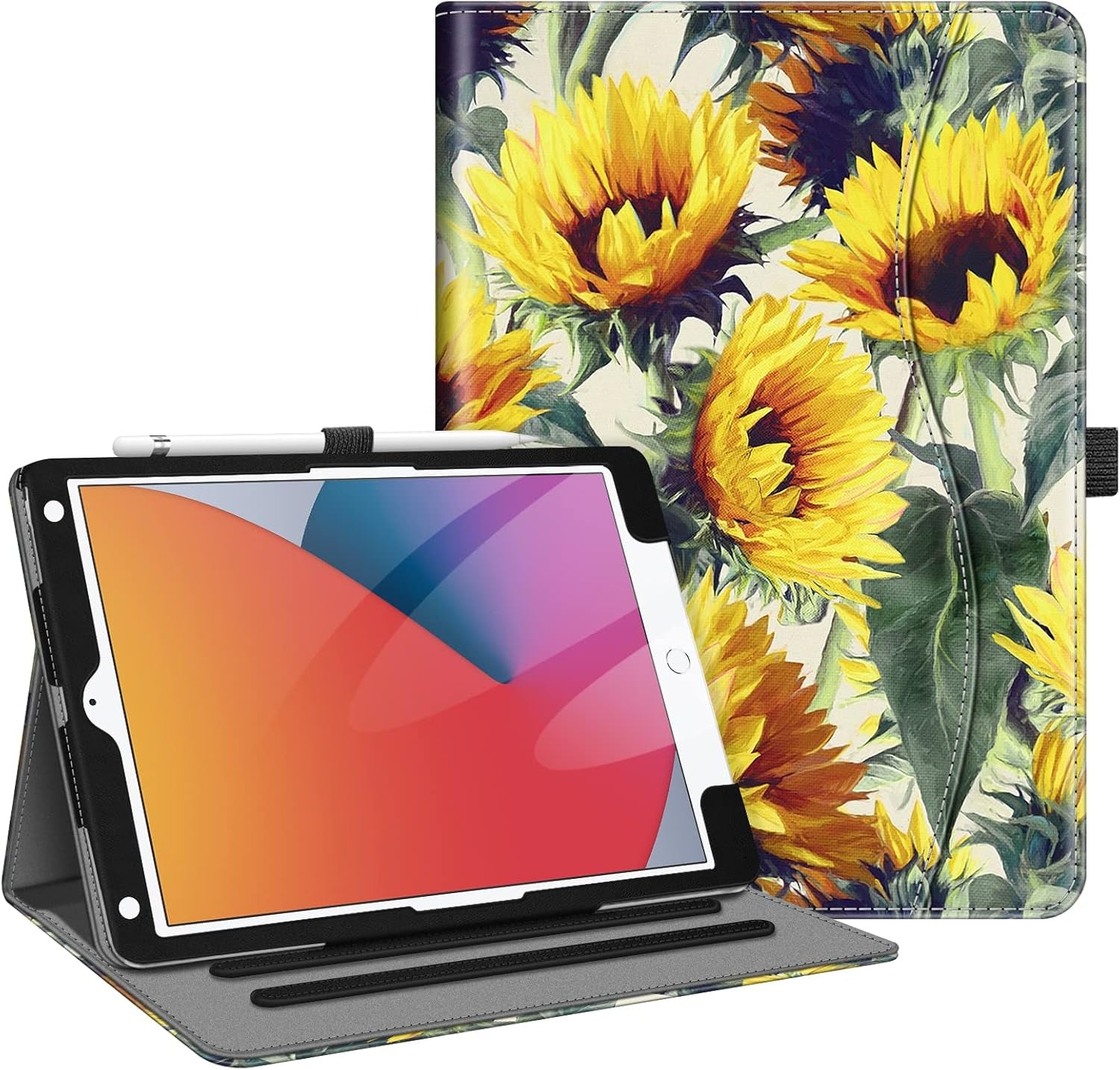 Fintie Case for Ipad 9Th / 8Th / 7Th Generation (2021/2020/2019) 10.2 Inch - [Corner Protection] Multi-Angle Viewing Stand Cover with Pocket & Pencil Holder, Auto Sleep Wake, Ocean Marble