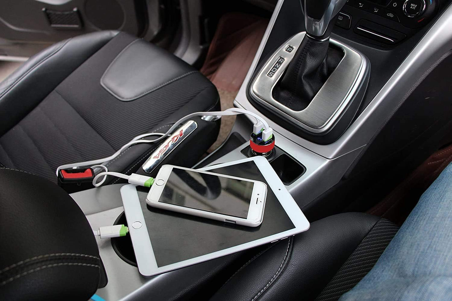 LIHAN Dual USB Car Charger, 4.8A Output, 12/24 Volt USB Adapter Plug for Cigarette Lighter Voltage Meter, Compatible with Iphone,Ipad, Samsung Galaxy, LG, Google, Black