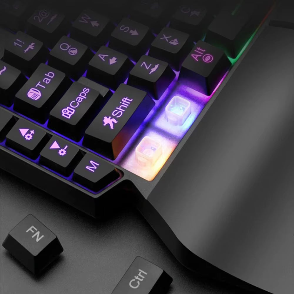Light Up Your Game with the Mini One-Handed USB Keyboard! Perfect for Gaming on the Go!