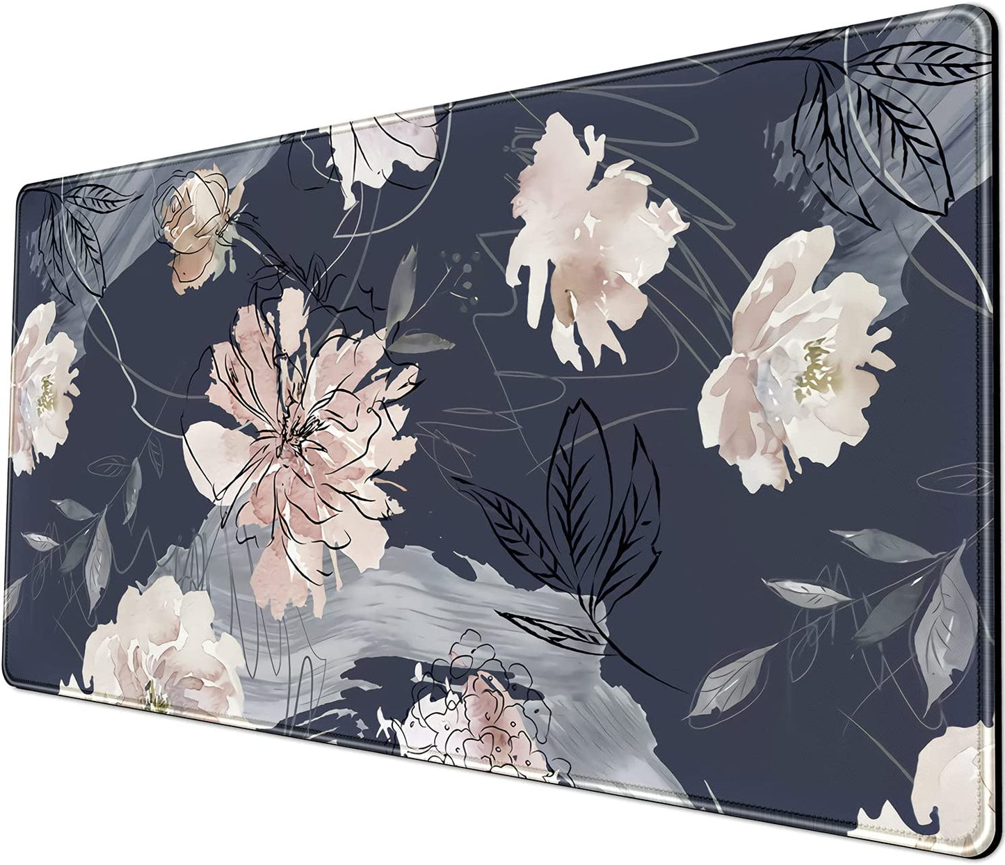 Desk Mat XXL Mouse Pad, Pink Rose Gold Leopard Print Office Supplies and Accessories Decor for Women 31.5X15.75In,Stitched Edges Smooth Non-Slip Bottom, Large Pad