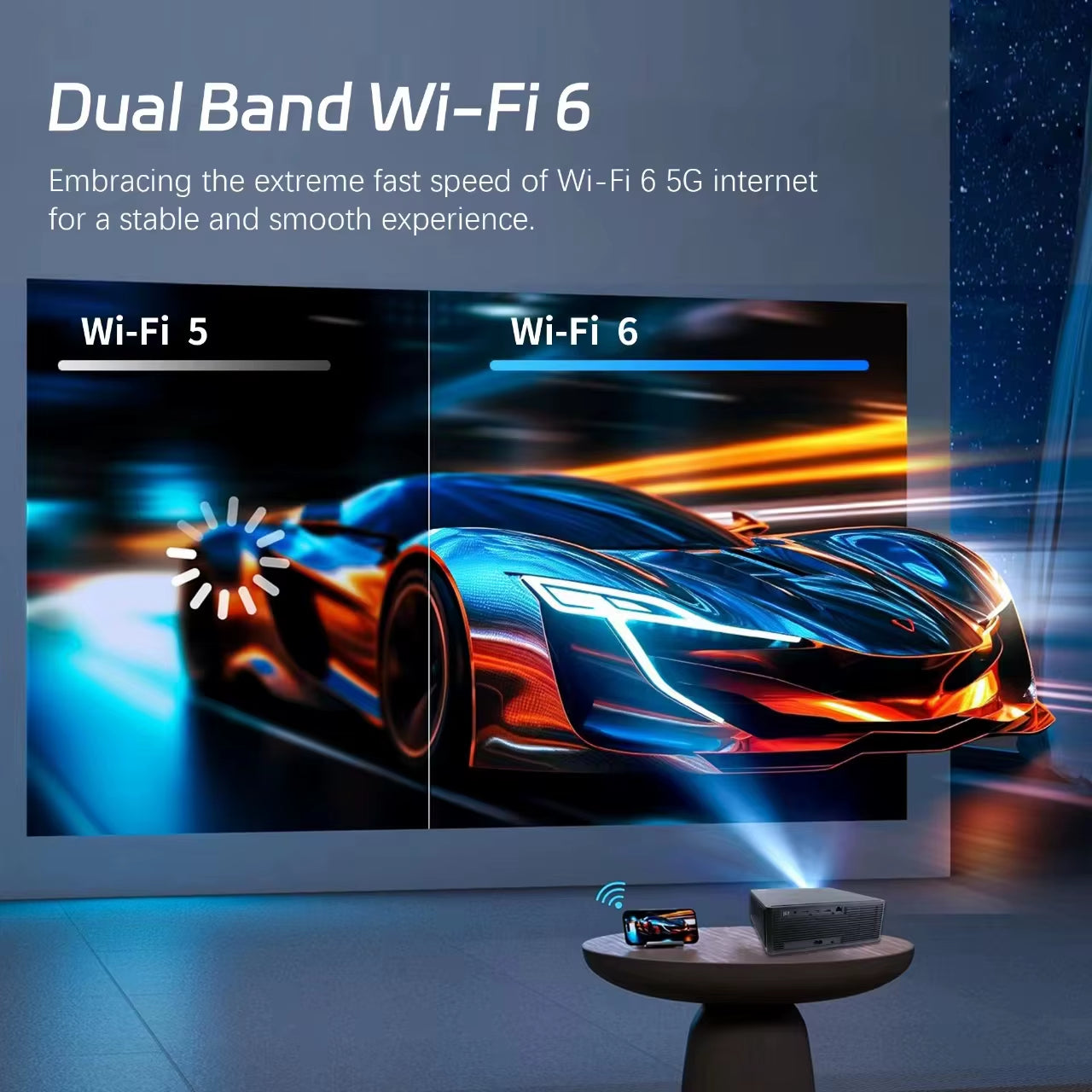 Dess C4 PRO 1080P Projector Full HD 4K 1200ANSI Projectors Video Smart TV for Home 32GB Movie Theater Beamer